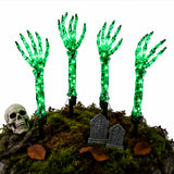 Green Light Ghost Hands Halloween Decor 2 Pair Set