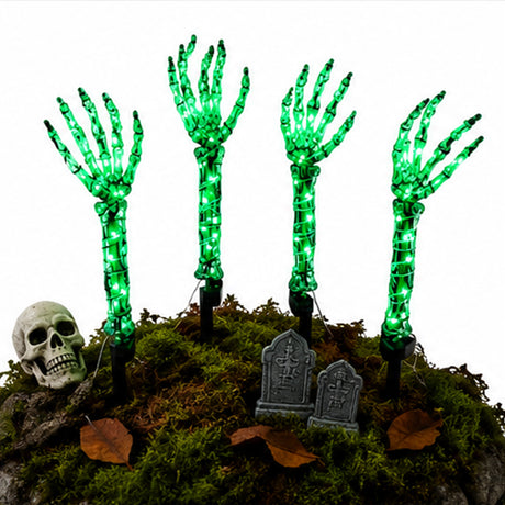 Green Light Ghost Hands Halloween Decor 2 Pair Set