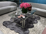 Renne Area Rug Bed Cover Collection Faux Fur Fabric - White, Tip Dye Gray, Animal Shape, 5' X 8', 2' X 6', 2' X 3' (1 Unit)