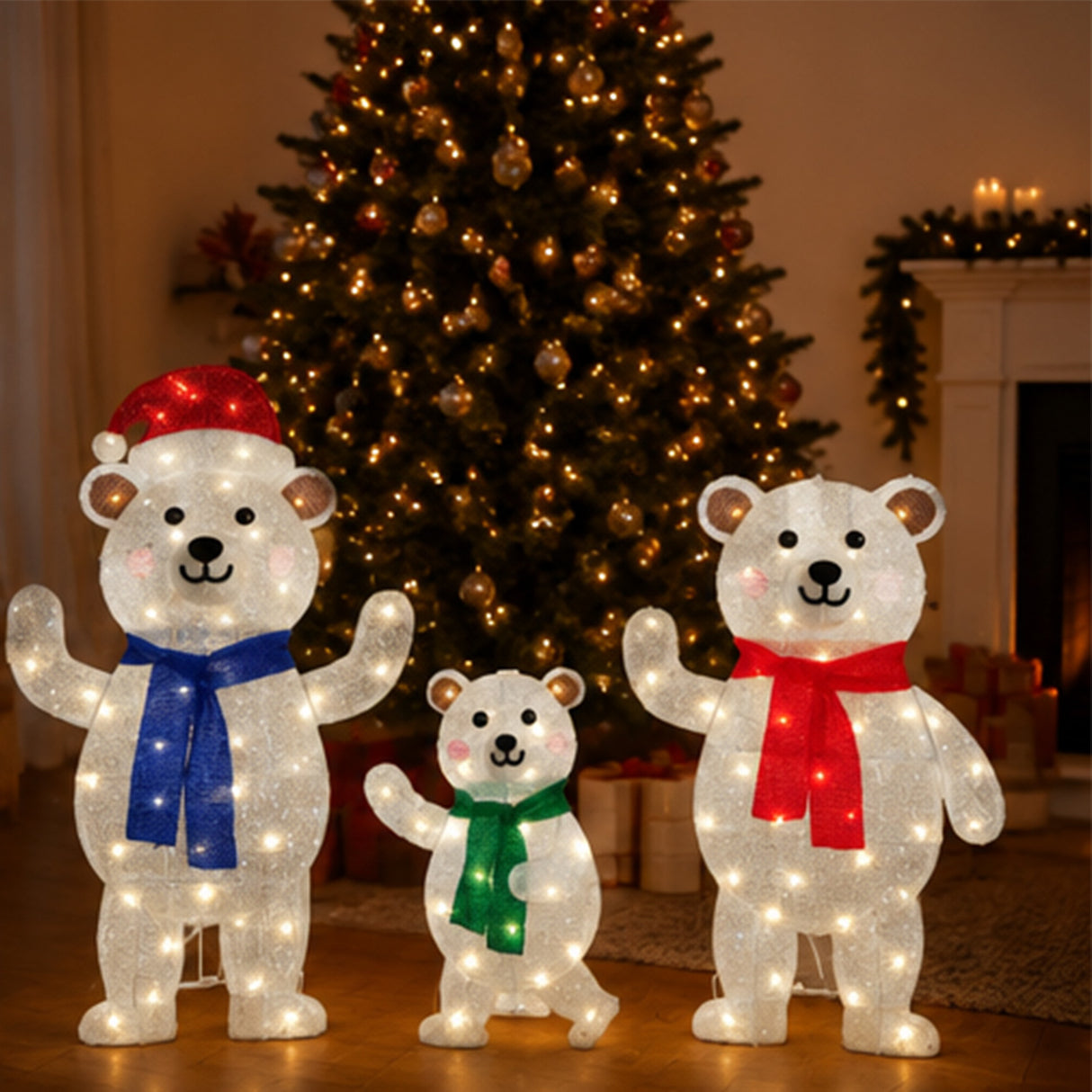 Lighted Polar Bear Family Christmas Yard Decoration