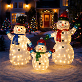 Lighted Snowman Set Christmas Yard Decor Warm White LED