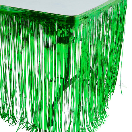 Green Metallic Fringe Table Skirt 144" x 30"
