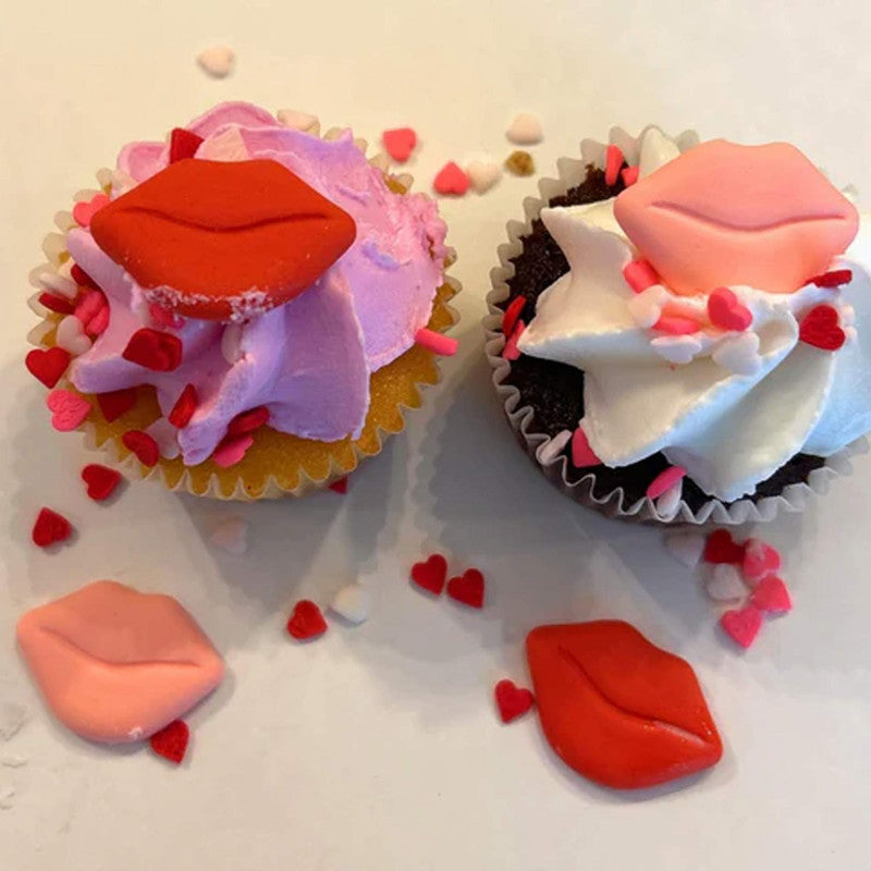 Edible Valentines Cake Decorations Red & Pink Lips