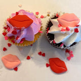 Edible Valentines Cake Decorations Red & Pink Lips