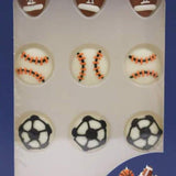 Sports Ball Royal Icing Cake Toppers 12 Pack Edible Cupcake Decorations