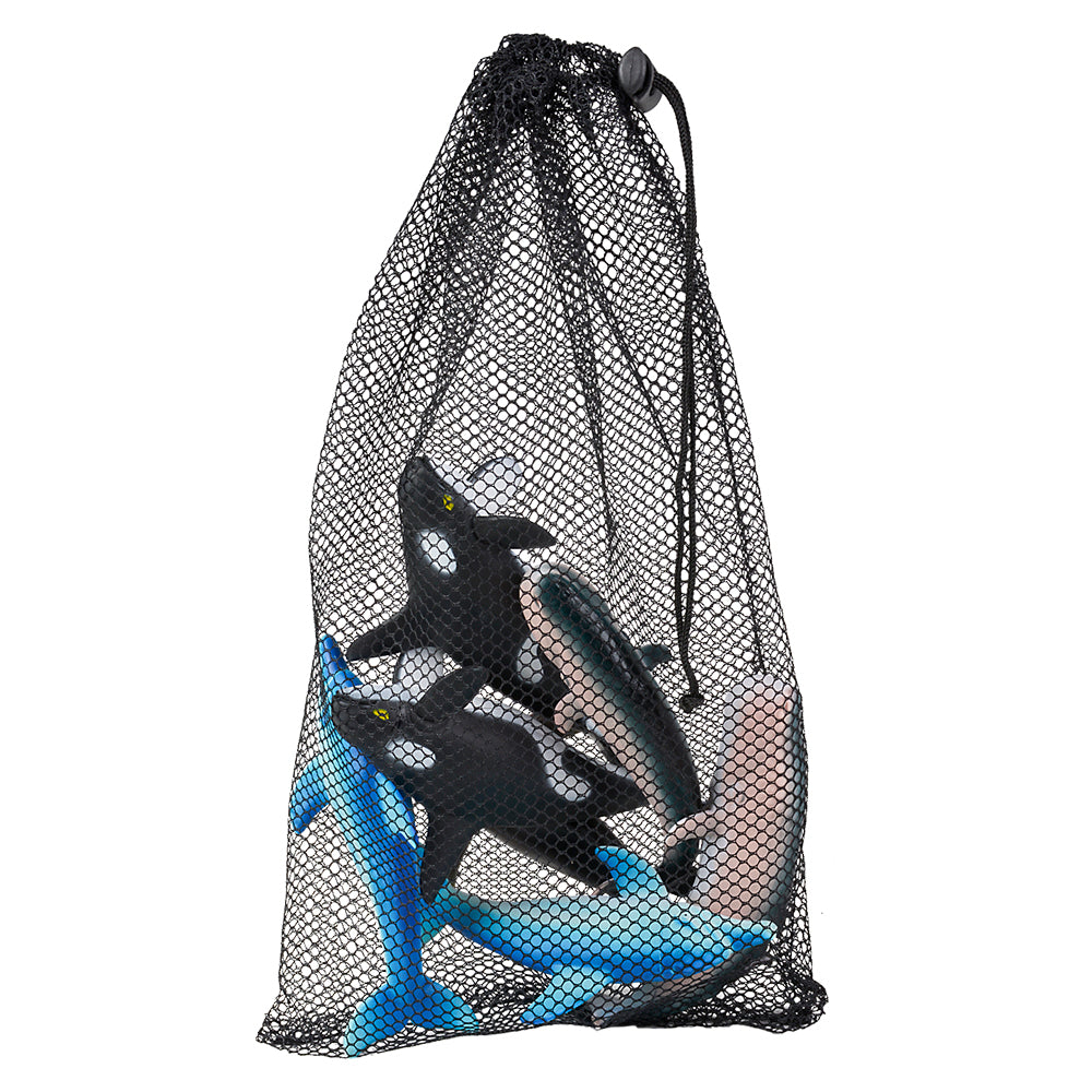 Whale and Dolphin Figurine Set (7 Pc Mesh Bag)