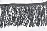 Faux Leather Fringe Trim Black 6 Inch