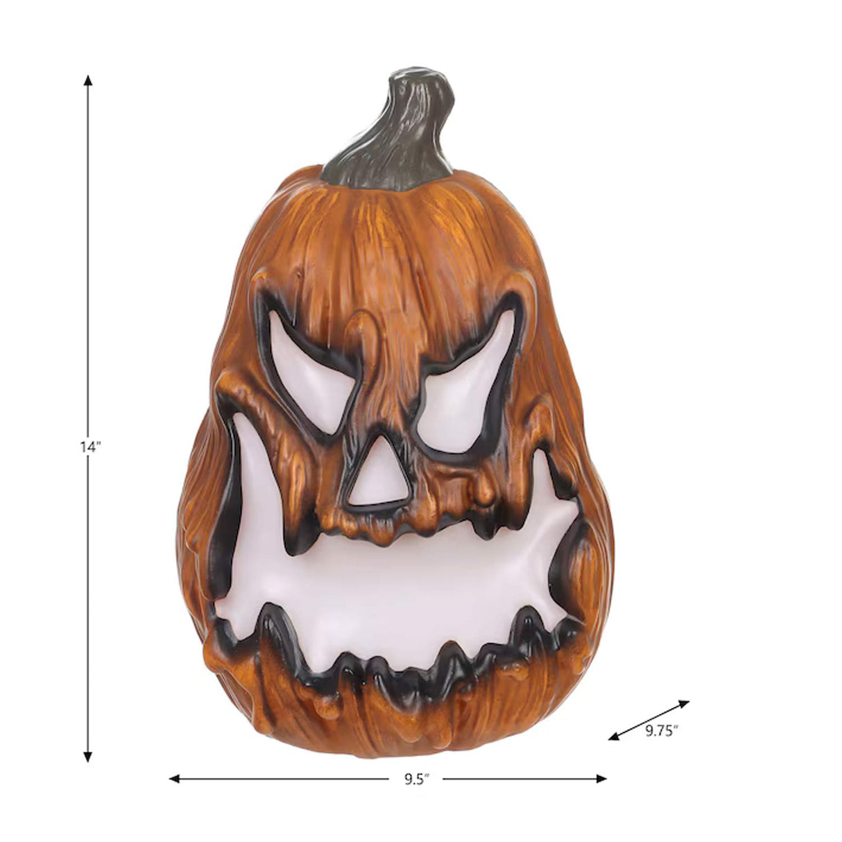 1 Feet Orange Glowing Scary Face Jack-o-Lantern Halloween Figurine with Light