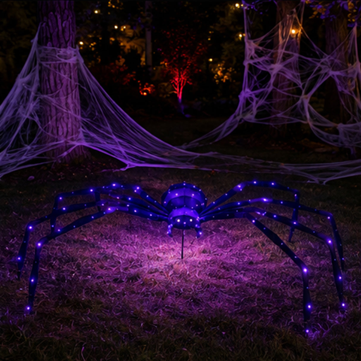128 Inch Purple Plush Spider Halloween Decor UV Light