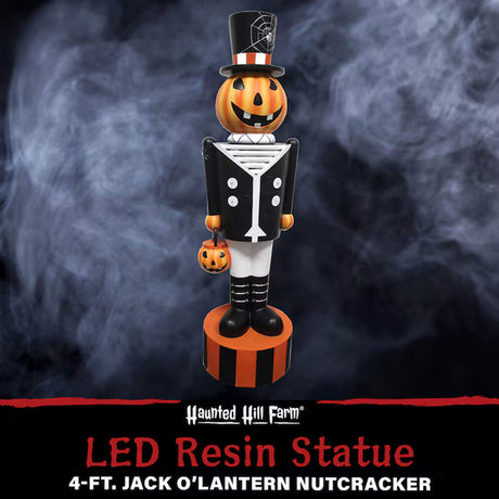 4ft Lighted Jack-o-Lantern Nutcracker Resin Porch Decoration
