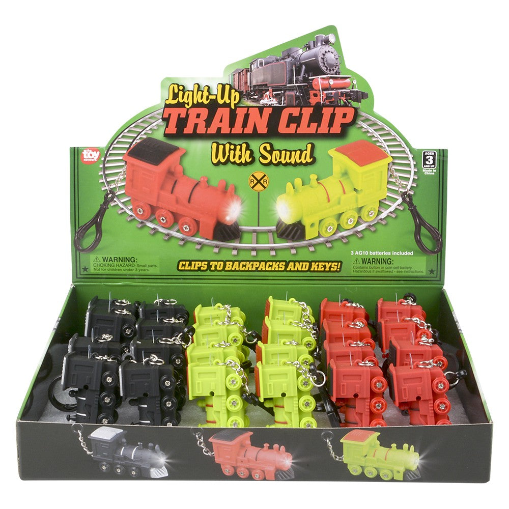 Light-Up Train Backpack Clip With Sound (24 Pc Display Box)