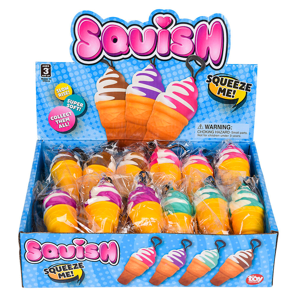 Squish Ice Cream Cone Backpack Clip (24 Pc Display)