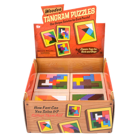 Wooden Tangram Puzzles (24 Pc Display)
