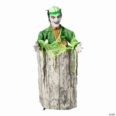 RADYAN Life-Size Creepy Man Jumping from Tree Animated Halloween Prop shown in a clear product image