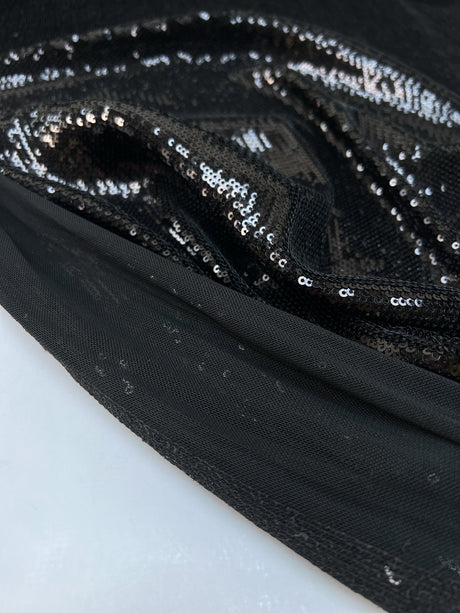 Black Knitted Fabric With Sequins
