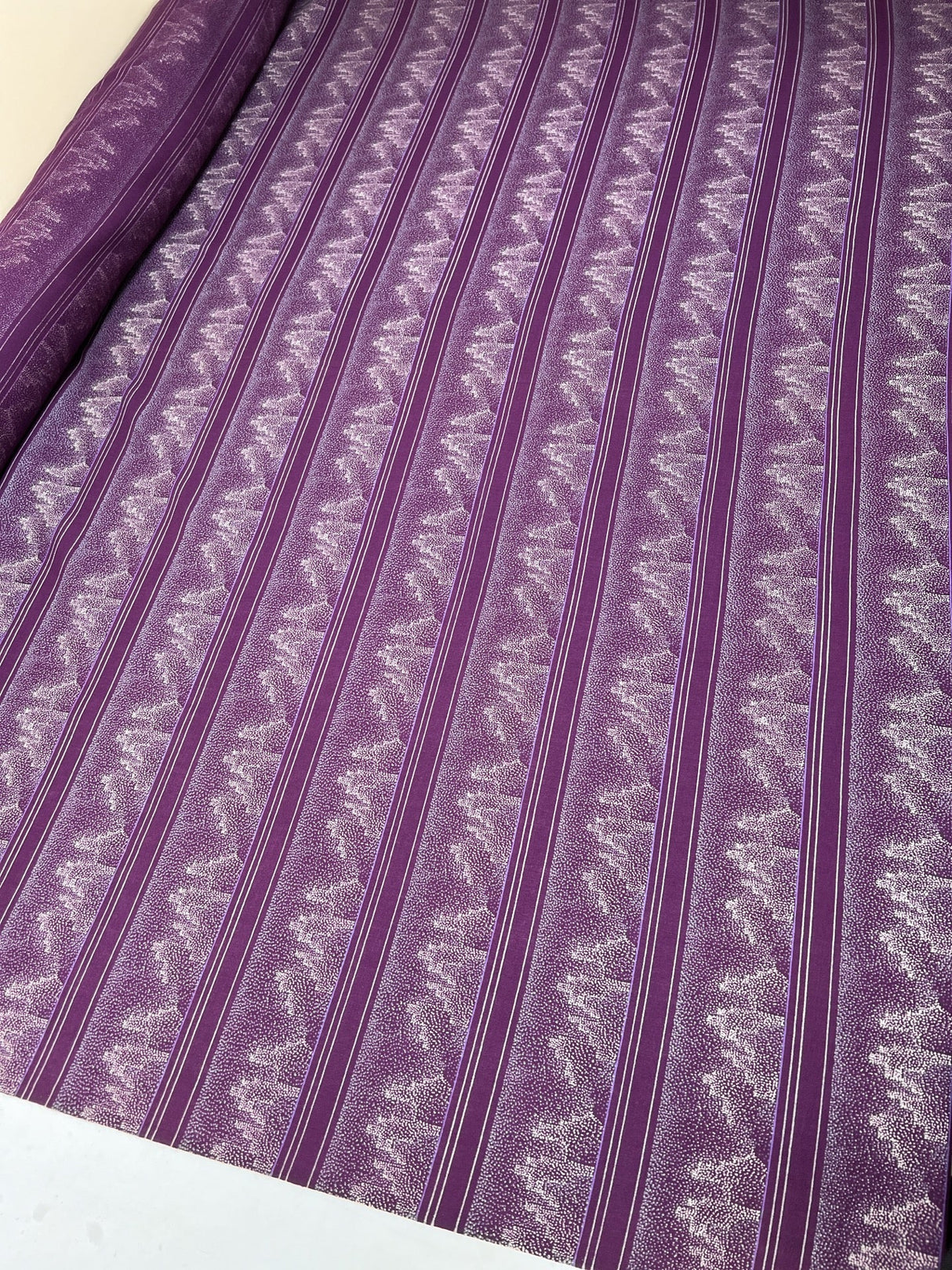 Wool Printed Purple Beige Fabric