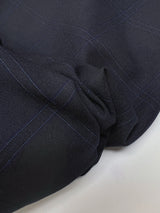 Polyester Elastane Checked Blue Suit Fabric