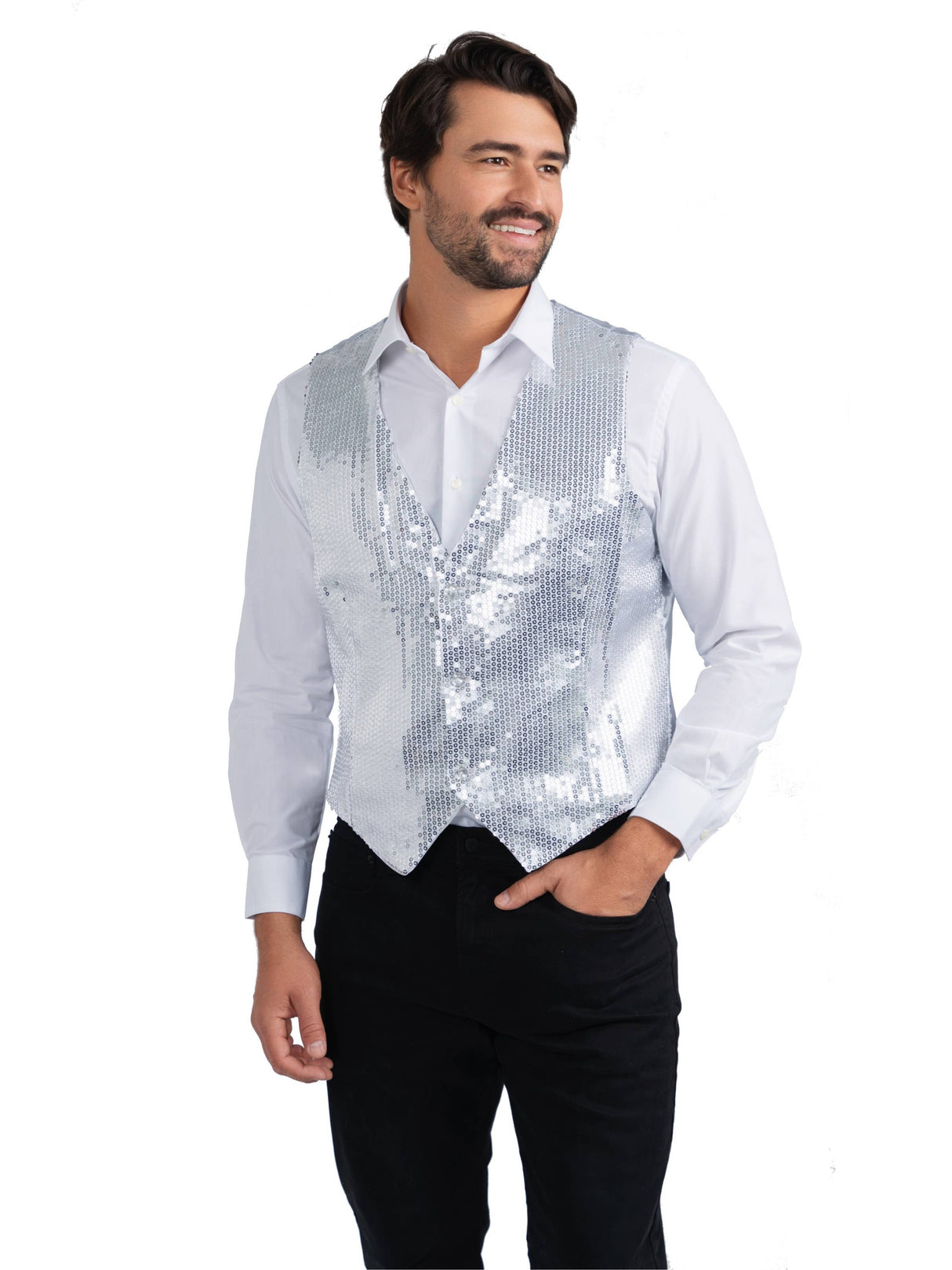 Silver Sequined Vest Costume