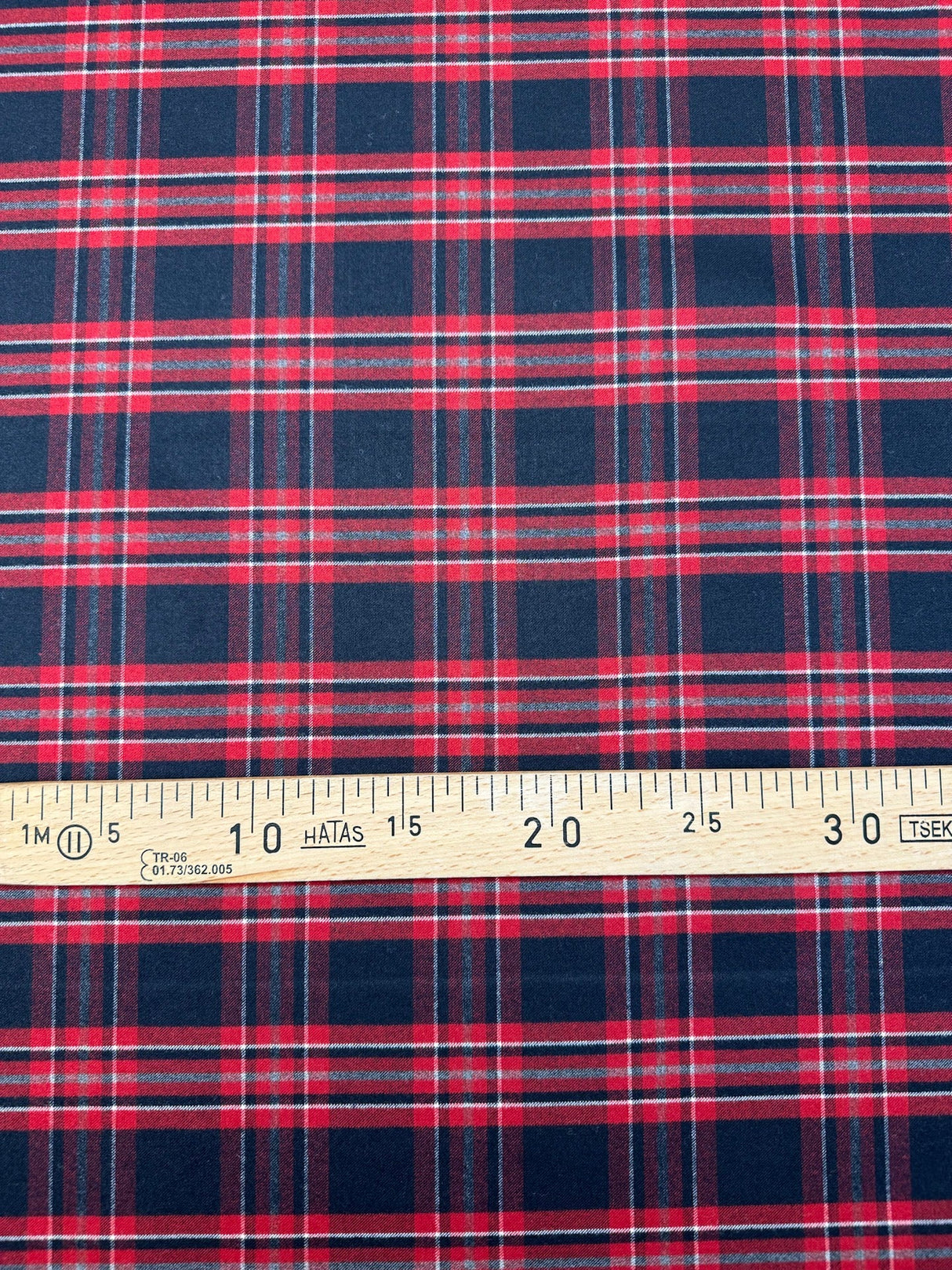 Polyester Blend Twill Checked Striped Red