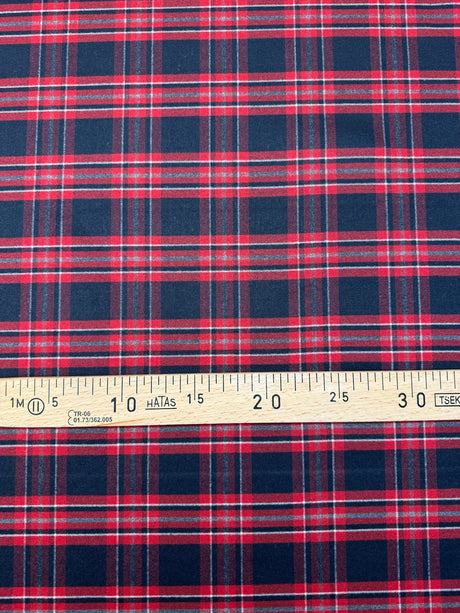 Polyester Blend Twill Checked Striped Red