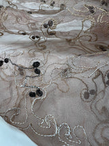 Polyester Organza Lurex Embroidered Golden Pink
