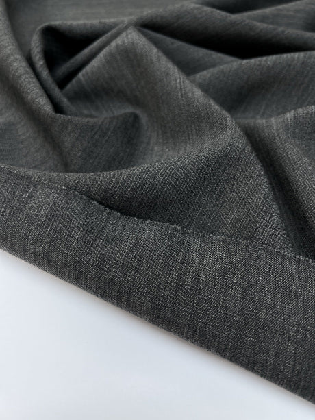 Italian Melange Wool Suit Fabric Gray Black