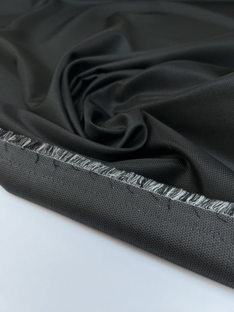 Black Jacquard Wool Blend Fabric