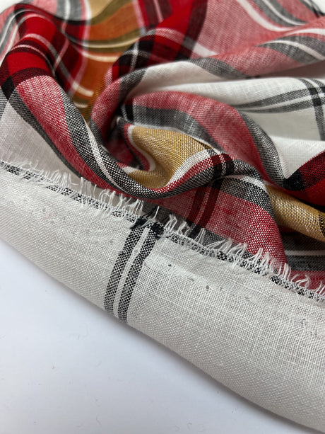 Linen Checked Woven Fabric