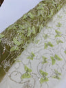 3D Beaded Butterfly On A Mesh Polyester Fabric - Beaded Butterfly Mesh Lace, 54" Width (1 Yard)