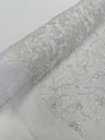 3D Beaded Butterfly On A Mesh Polyester Fabric - Beaded Butterfly Mesh Lace, 54" Width (1 Yard)