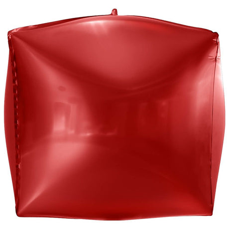 Foil Balloon 3D Cube Metallic Red