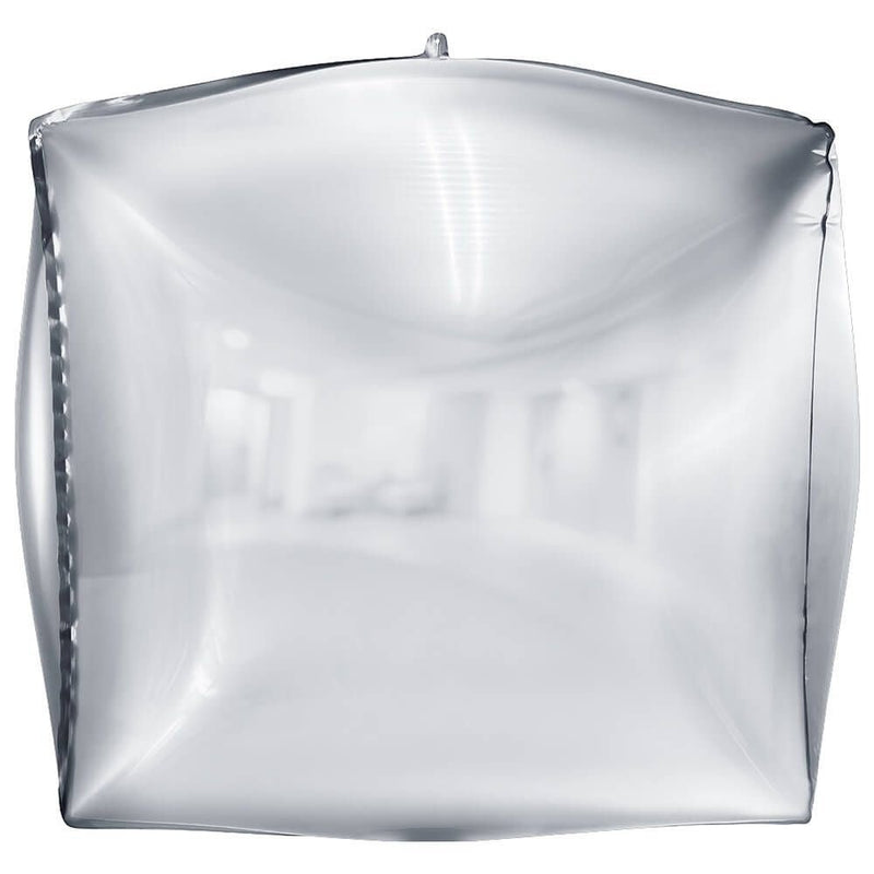 Foil Balloon 3D Cube Metallic Silver