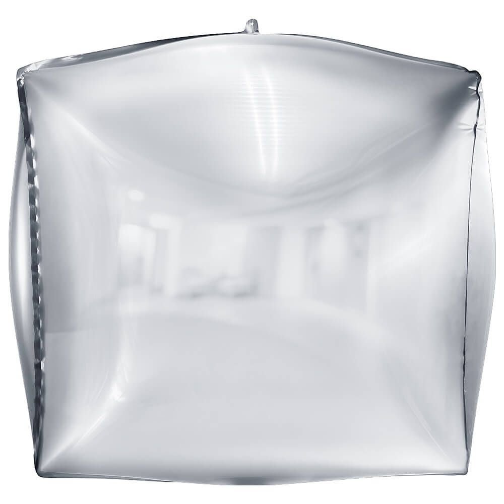 Foil Balloon 3D Cube Metallic Silver
