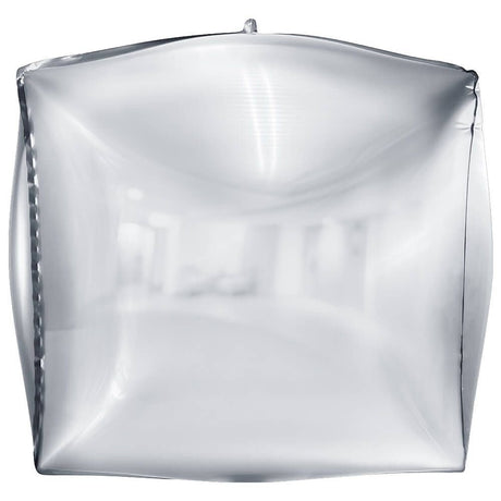 Foil Balloon 3D Cube Metallic Silver