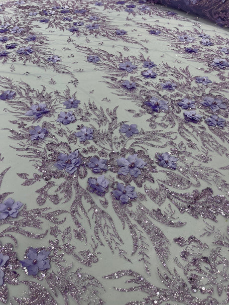 3D Floral Big Glitter Damask Design Mesh Lace Fabric - Black, Blush Pink, Burgundy, Champagne/Gold, Dusty Rose, Fuchsia, Gold, Gold/Black, Hunter Green, Light Blue, Lilac, Navy Blue, Red, Royal Blue, 54" Width (1 Yard)