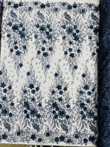 3D Floral Big Glitter Damask Design Mesh Lace Fabric - Black, Blush Pink, Burgundy, Champagne/Gold, Dusty Rose, Fuchsia, Gold, Gold/Black, Hunter Green, Light Blue, Lilac, Navy Blue, Red, Royal Blue, 54" Width (1 Yard)
