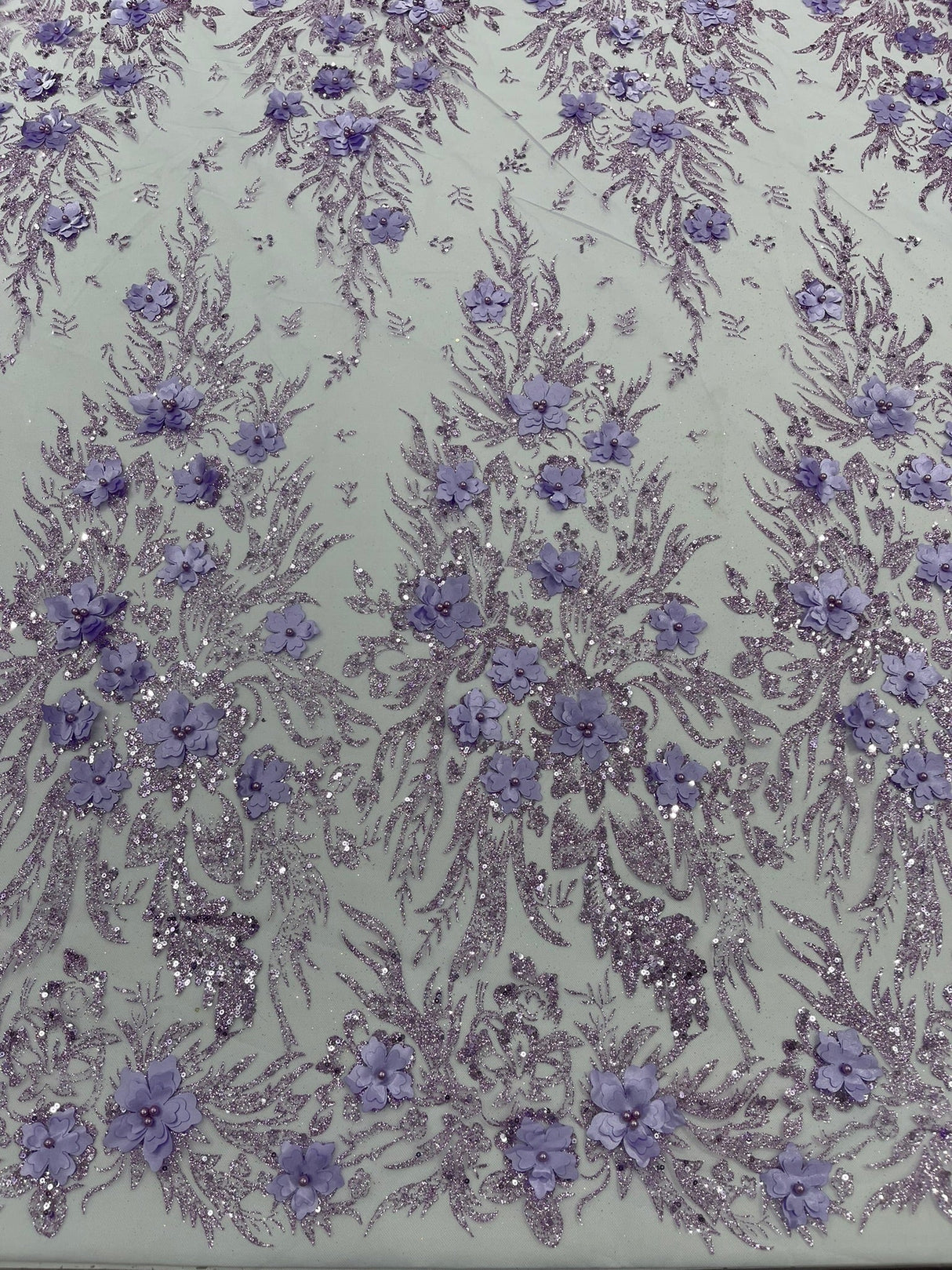 3D Floral Big Glitter Damask Design Mesh Lace Fabric - Black, Blush Pink, Burgundy, Champagne/Gold, Dusty Rose, Fuchsia, Gold, Gold/Black, Hunter Green, Light Blue, Lilac, Navy Blue, Red, Royal Blue, 54" Width (1 Yard)