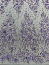 3D Floral Big Glitter Damask Design Mesh Lace Fabric - Black, Blush Pink, Burgundy, Champagne/Gold, Dusty Rose, Fuchsia, Gold, Gold/Black, Hunter Green, Light Blue, Lilac, Navy Blue, Red, Royal Blue, 54" Width (1 Yard)