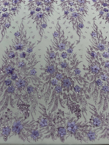 3D Floral Big Glitter Damask Design Mesh Lace Fabric - Black, Blush Pink, Burgundy, Champagne/Gold, Dusty Rose, Fuchsia, Gold, Gold/Black, Hunter Green, Light Blue, Lilac, Navy Blue, Red, Royal Blue, 54" Width (1 Yard)