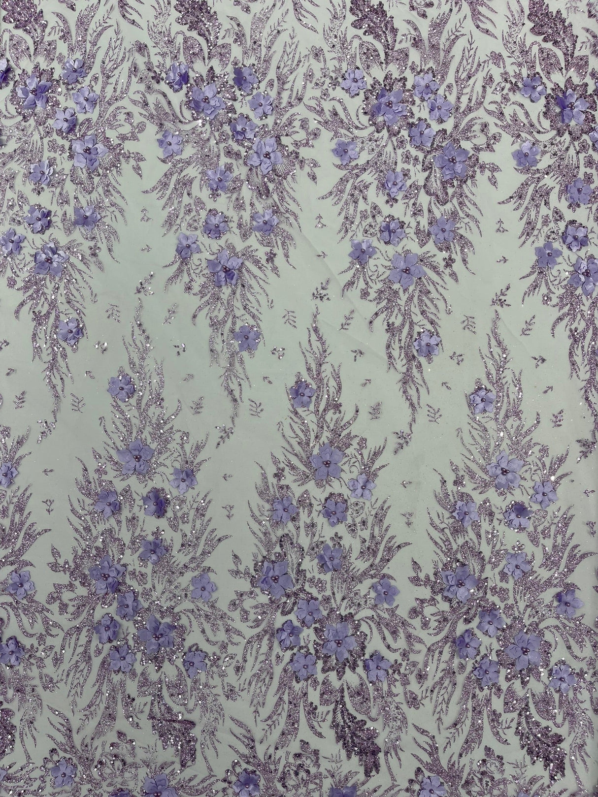 3D Floral Big Glitter Damask Design Mesh Lace Fabric - Black, Blush Pink, Burgundy, Champagne/Gold, Dusty Rose, Fuchsia, Gold, Gold/Black, Hunter Green, Light Blue, Lilac, Navy Blue, Red, Royal Blue, 54" Width (1 Yard)