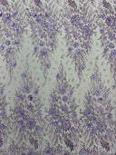 3D Floral Big Glitter Damask Design Mesh Lace Fabric - Black, Blush Pink, Burgundy, Champagne/Gold, Dusty Rose, Fuchsia, Gold, Gold/Black, Hunter Green, Light Blue, Lilac, Navy Blue, Red, Royal Blue, 54" Width (1 Yard)