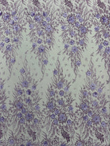 3D Floral Big Glitter Damask Design Mesh Lace Fabric - Black, Blush Pink, Burgundy, Champagne/Gold, Dusty Rose, Fuchsia, Gold, Gold/Black, Hunter Green, Light Blue, Lilac, Navy Blue, Red, Royal Blue, 54" Width (1 Yard)
