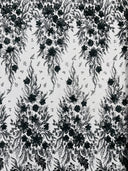 3D Floral Big Glitter Damask Design Mesh Lace Fabric - Black, Blush Pink, Burgundy, Champagne/Gold, Dusty Rose, Fuchsia, Gold, Gold/Black, Hunter Green, Light Blue, Lilac, Navy Blue, Red, Royal Blue, 54" Width (1 Yard)