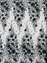 3D Floral Big Glitter Damask Design Mesh Lace Fabric - Black, Blush Pink, Burgundy, Champagne/Gold, Dusty Rose, Fuchsia, Gold, Gold/Black, Hunter Green, Light Blue, Lilac, Navy Blue, Red, Royal Blue, 54" Width (1 Yard)