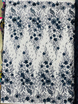 3D Floral Big Glitter Damask Design Mesh Lace Fabric - Black, Blush Pink, Burgundy, Champagne/Gold, Dusty Rose, Fuchsia, Gold, Gold/Black, Hunter Green, Light Blue, Lilac, Navy Blue, Red, Royal Blue, 54" Width (1 Yard)