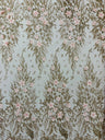 3D Floral Big Glitter Damask Design Mesh Lace Fabric - Black, Blush Pink, Burgundy, Champagne/Gold, Dusty Rose, Fuchsia, Gold, Gold/Black, Hunter Green, Light Blue, Lilac, Navy Blue, Red, Royal Blue, 54" Width (1 Yard)