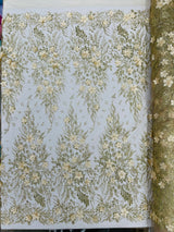 3D Floral Big Glitter Damask Design Mesh Lace Fabric - Black, Blush Pink, Burgundy, Champagne/Gold, Dusty Rose, Fuchsia, Gold, Gold/Black, Hunter Green, Light Blue, Lilac, Navy Blue, Red, Royal Blue, 54" Width (1 Yard)