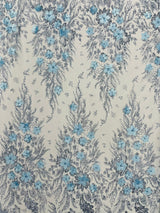 3D Floral Big Glitter Damask Design Mesh Lace Fabric - Black, Blush Pink, Burgundy, Champagne/Gold, Dusty Rose, Fuchsia, Gold, Gold/Black, Hunter Green, Light Blue, Lilac, Navy Blue, Red, Royal Blue, 54" Width (1 Yard)