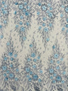 3D Floral Big Glitter Damask Design Mesh Lace Fabric - Black, Blush Pink, Burgundy, Champagne/Gold, Dusty Rose, Fuchsia, Gold, Gold/Black, Hunter Green, Light Blue, Lilac, Navy Blue, Red, Royal Blue, 54" Width (1 Yard)