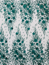 3D Floral Big Glitter Damask Design Mesh Lace Fabric - Black, Blush Pink, Burgundy, Champagne/Gold, Dusty Rose, Fuchsia, Gold, Gold/Black, Hunter Green, Light Blue, Lilac, Navy Blue, Red, Royal Blue, 54" Width (1 Yard)